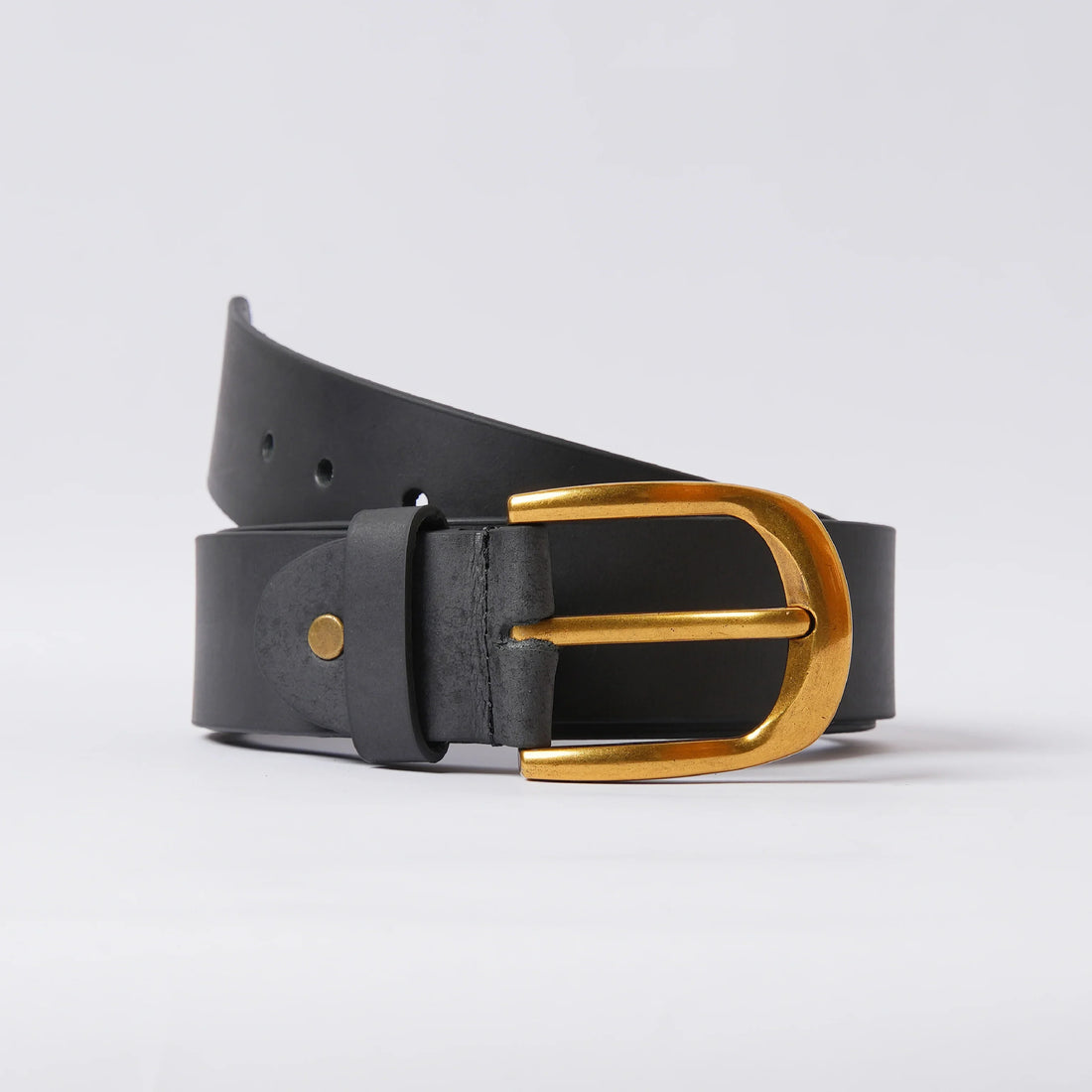 Black Leather belt with golden buckle