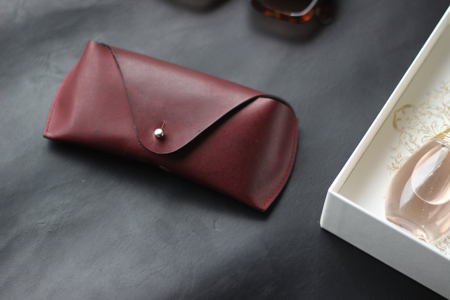 Ladies Leather Sunglasses Case-Burgundy
