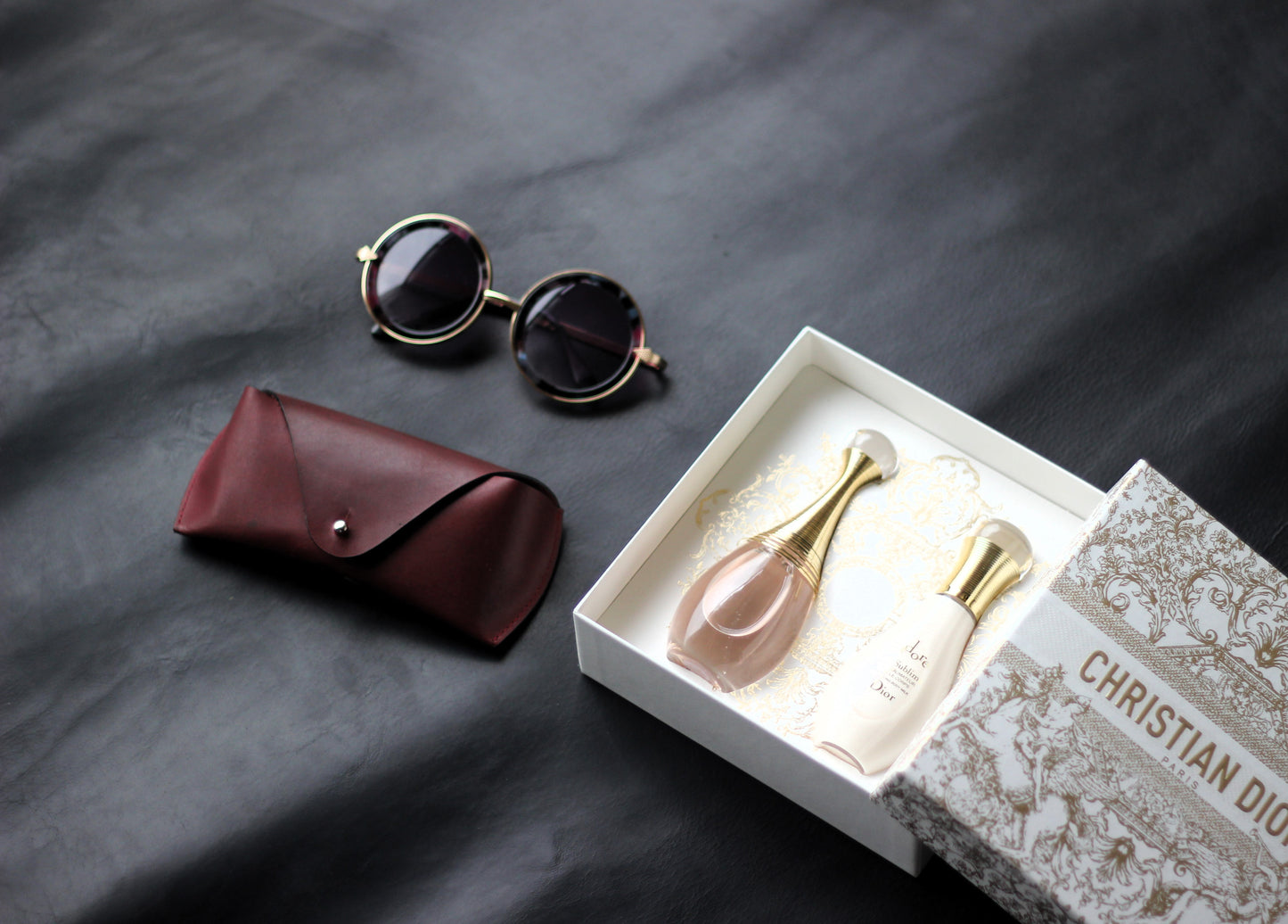 Ladies Leather Sunglasses Case-Burgundy