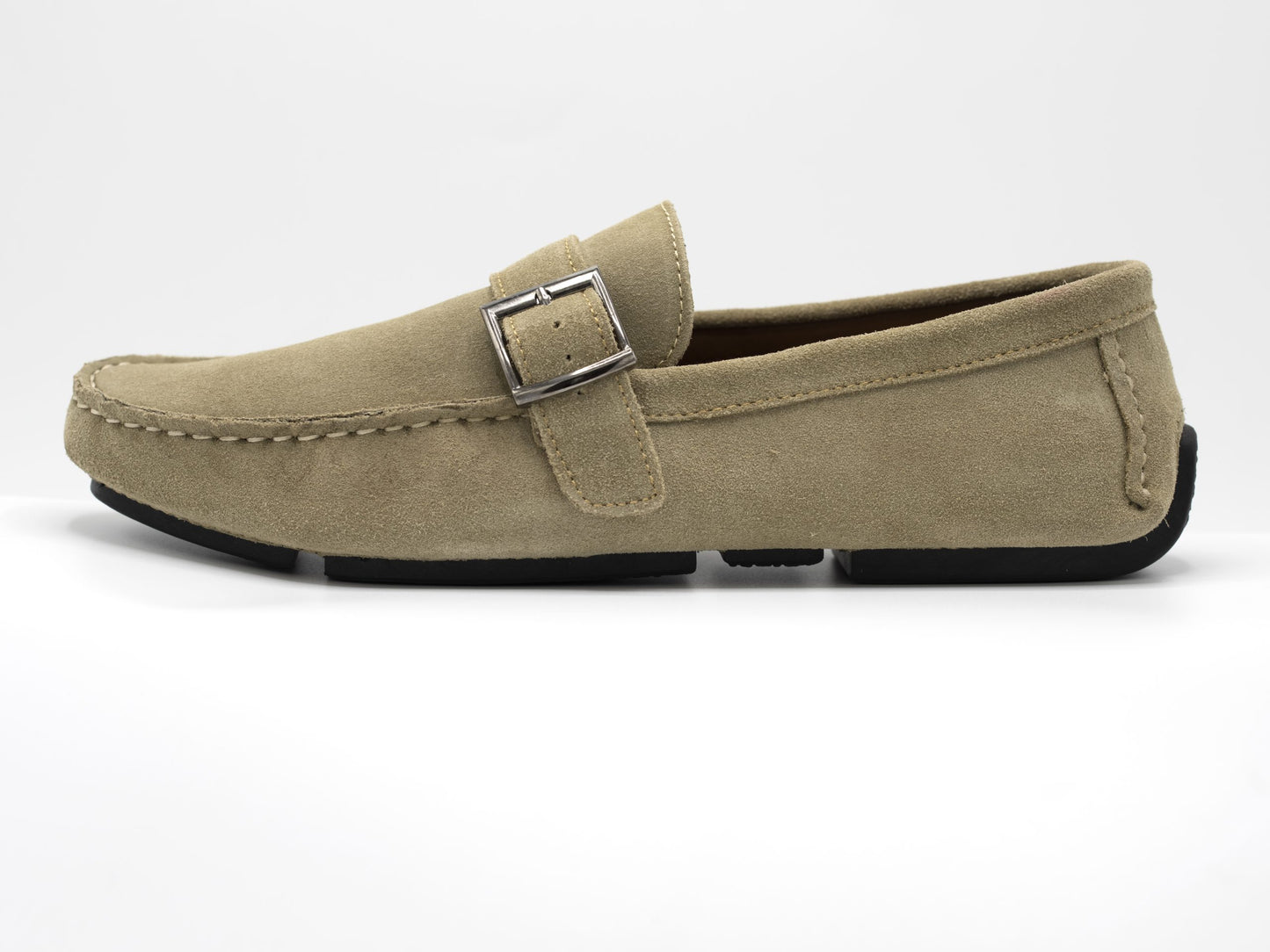 Suede Loafer Beige with Buckle