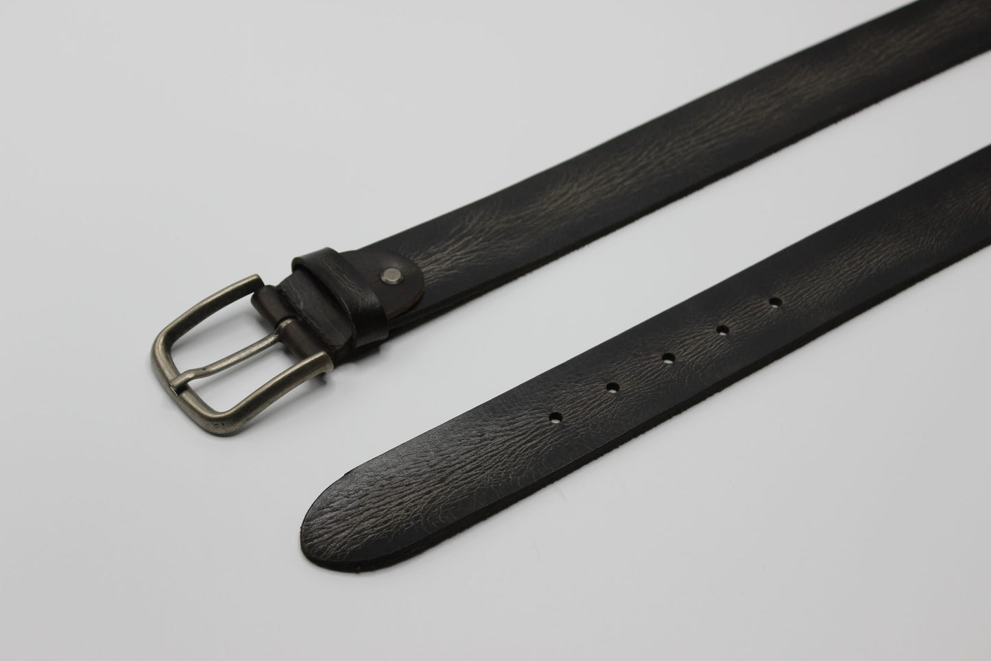 Brown Leather Belt with Rugged Buckle