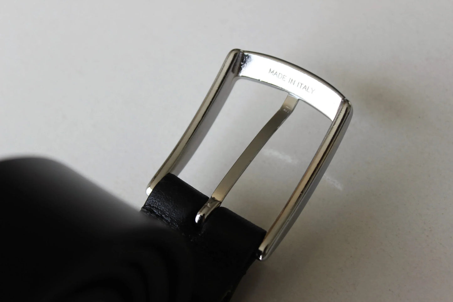 Black Leather Belt with Sleek Silver Buckle