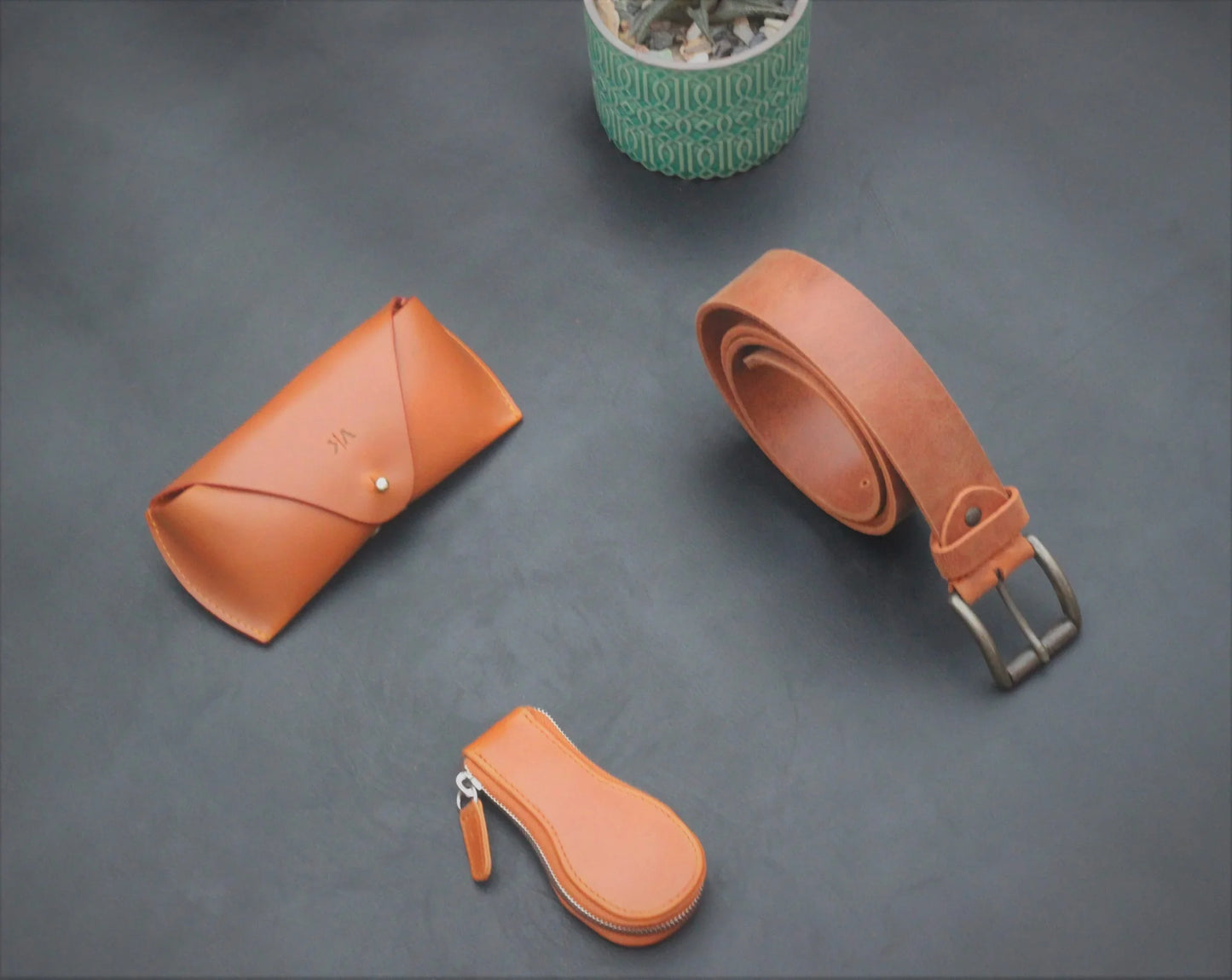 Belt, Watch Case, and Sunglasses Cover - Tan