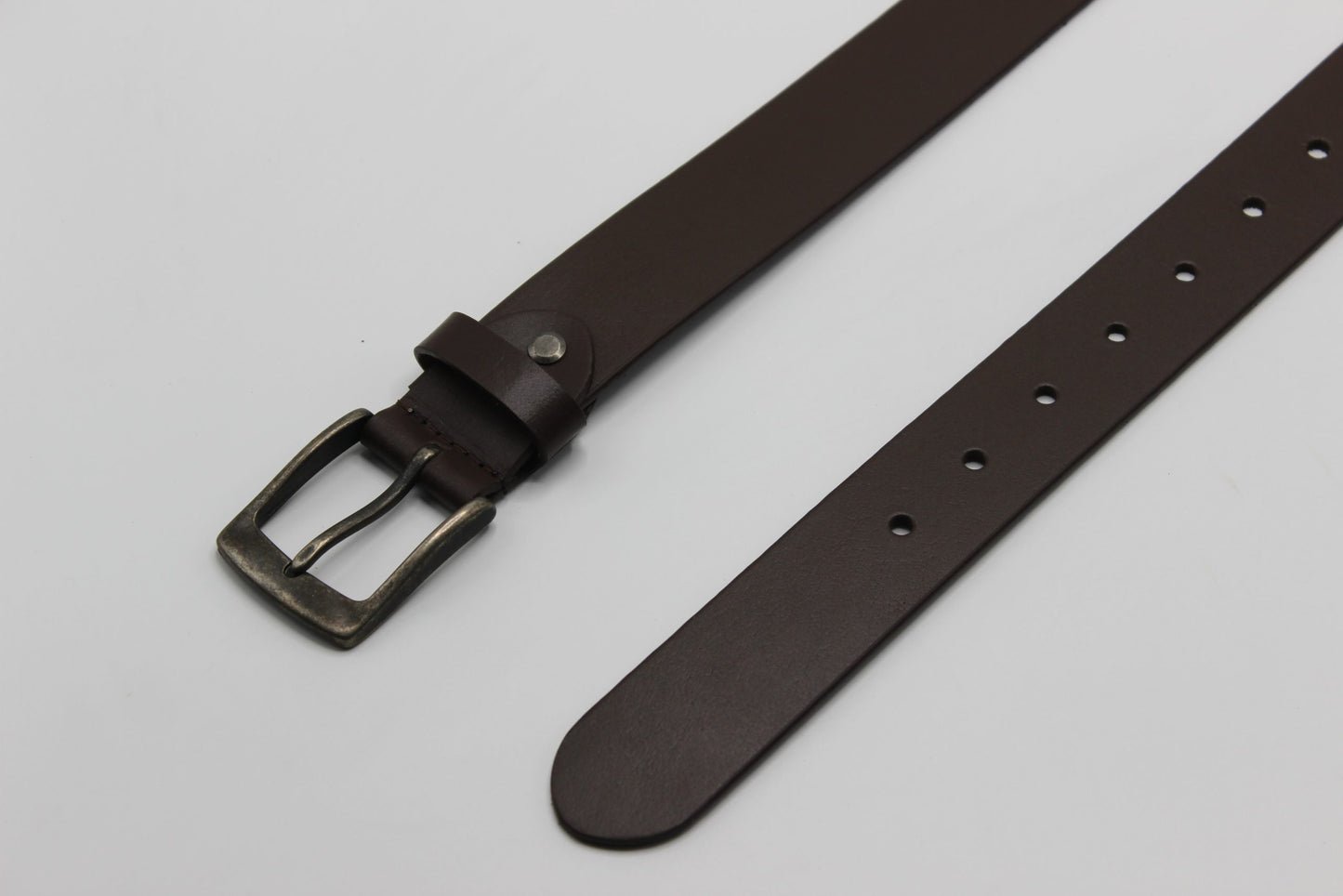Dark Brown Belt with Antique Rugged Buckle