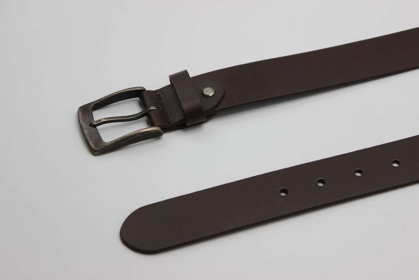 Dark Brown Belt with Antique Rugged Buckle