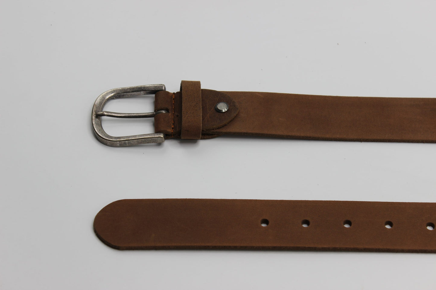 Tan Leather Belt with Antique Silver Buckle