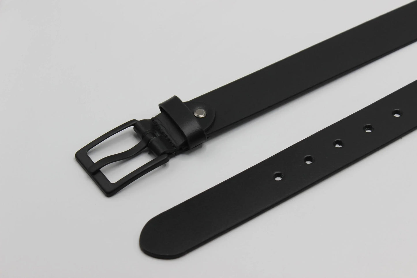 Black Leather Belt with Matt Black Buckle