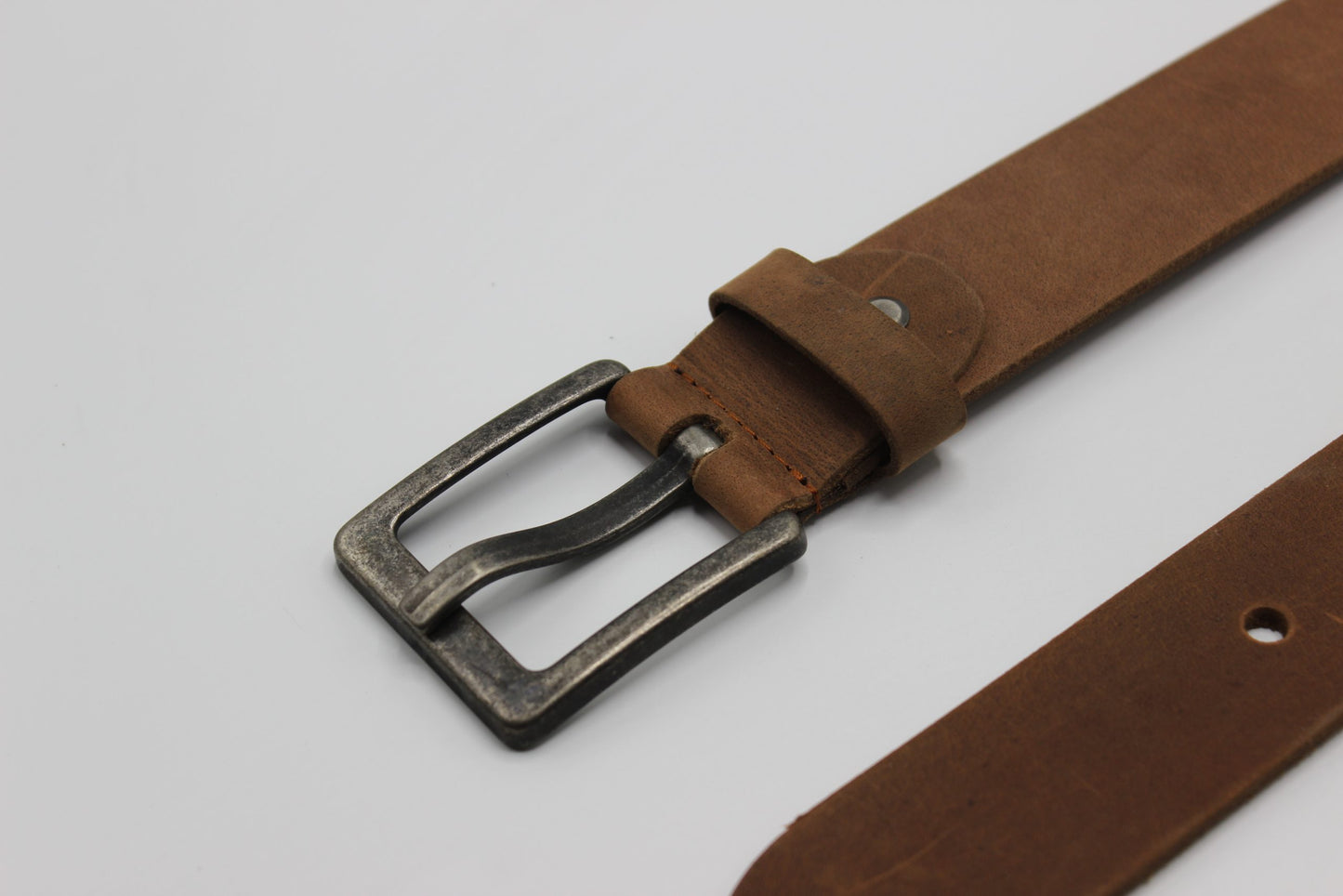 Tan Leather Belt with Wide Pin Buckle