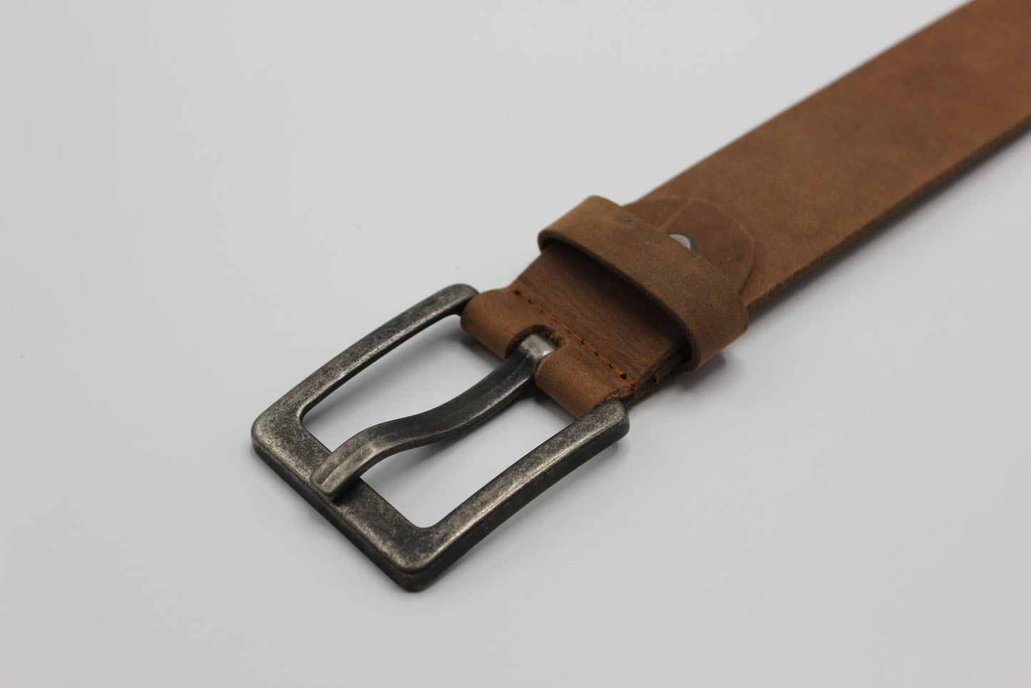 Tan Leather Belt with Wide Pin Buckle