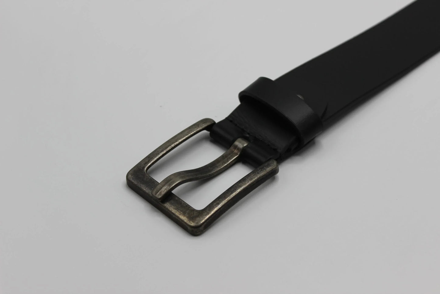 Black Leather Belt with Wide Pin Buckle