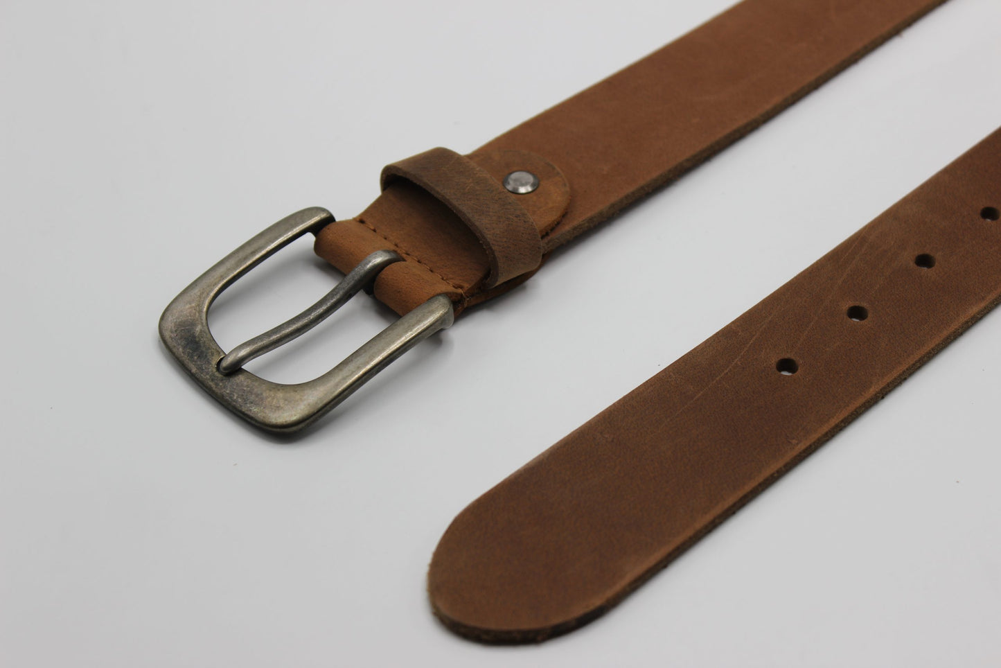 Tan Leather Belt with Rounded Buckle