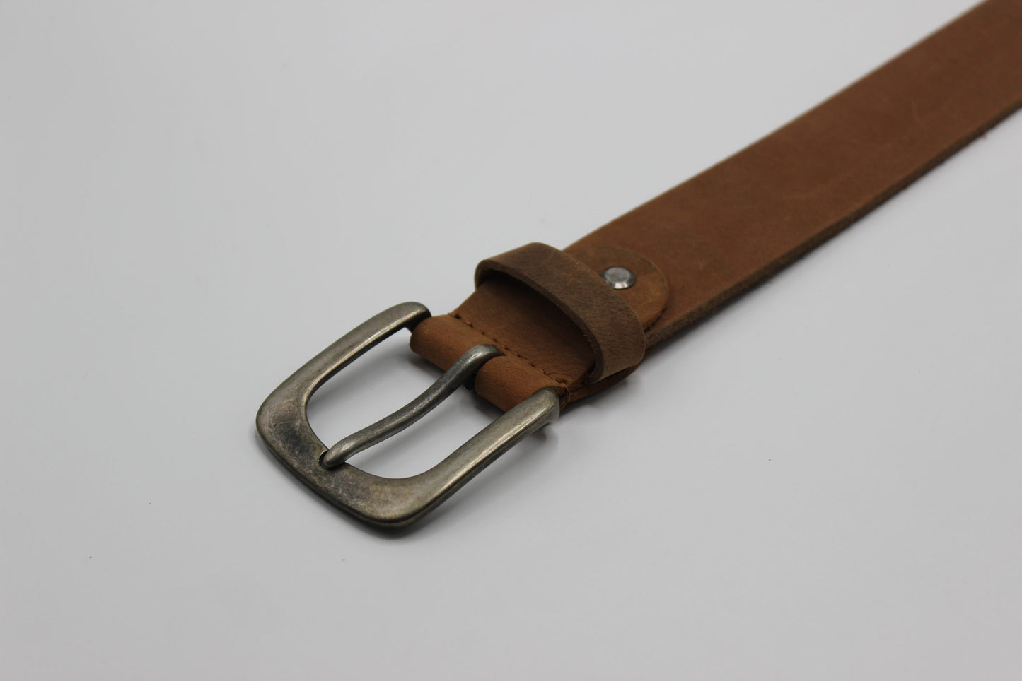 Tan Leather Belt with Rounded Buckle