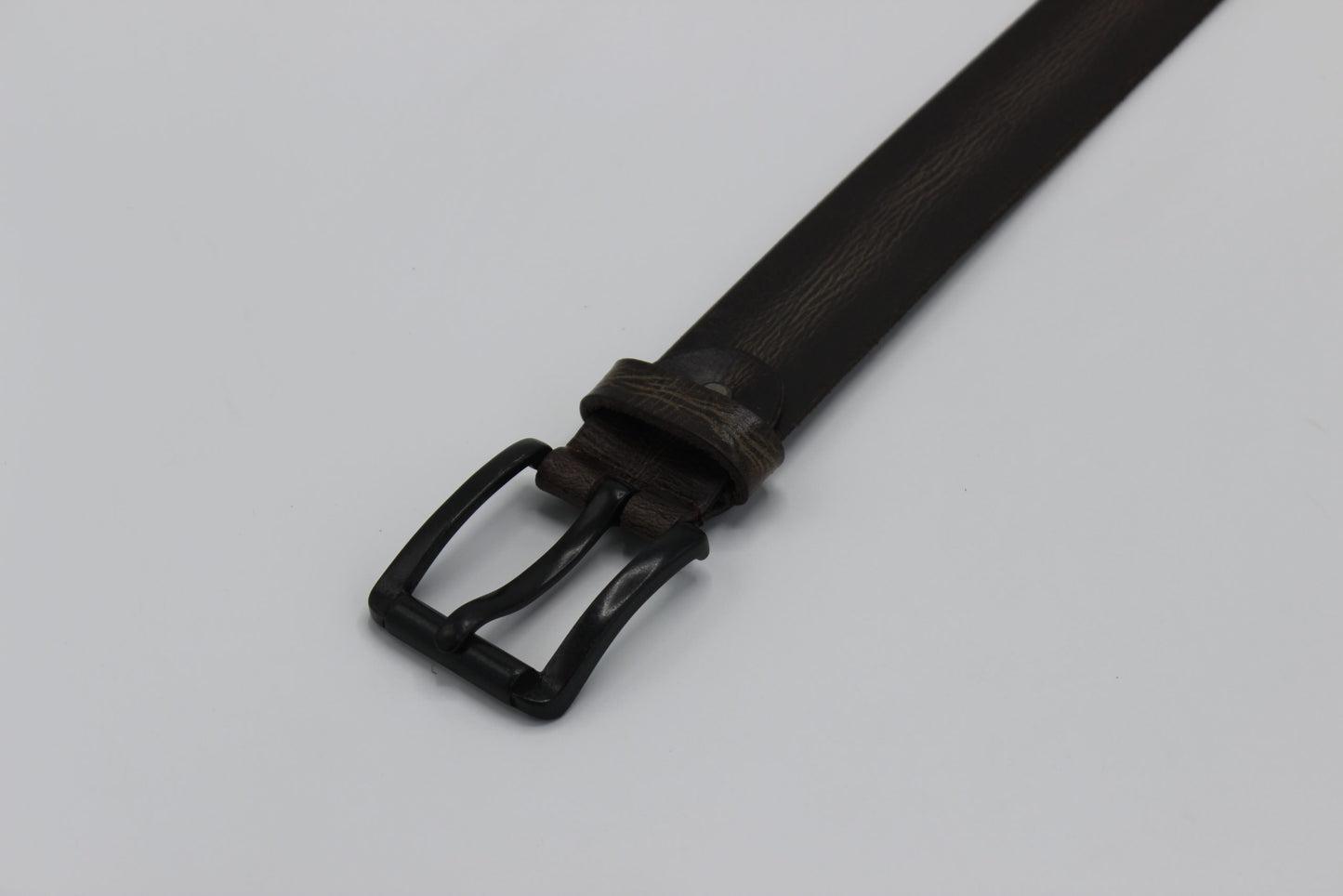 Dark Brown Leather Belt with Black Buckle