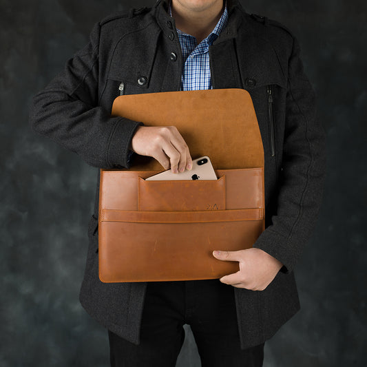 Leather Laptop Sleeve - Tan-15 Inches