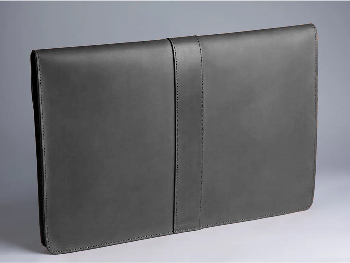 Leather Laptop Sleeve with Pin Closure-Black-13 inches