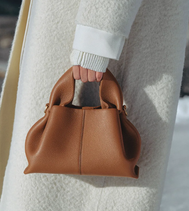Mini Cognac Sculpted Top-Handle Bag