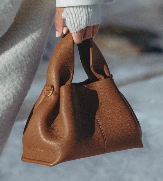 Mini Cognac Sculpted Top-Handle Bag