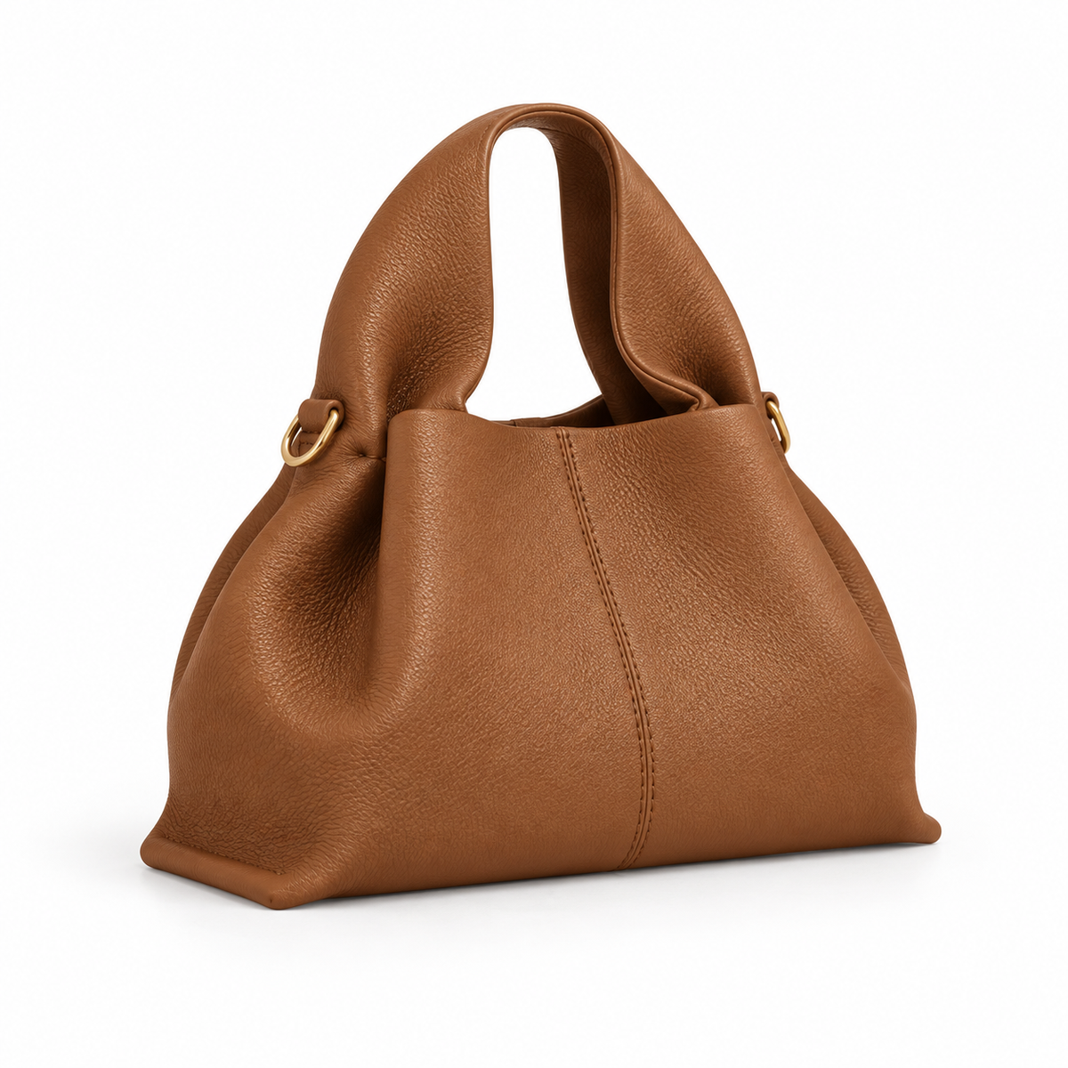 Mini Cognac Sculpted Top-Handle Bag
