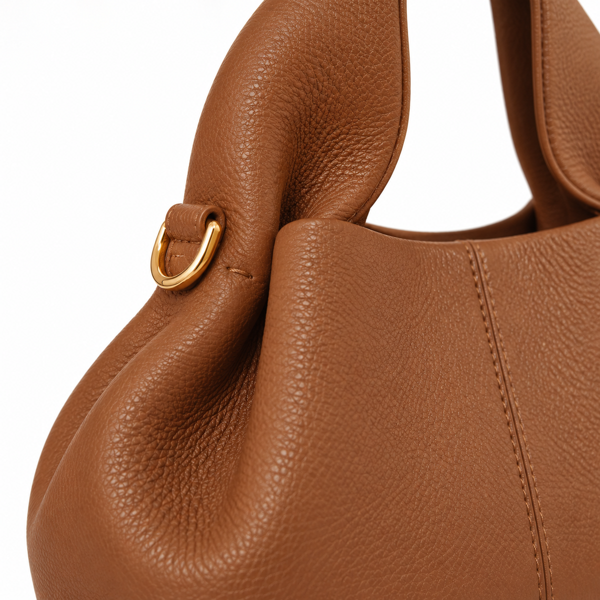 Mini Cognac Sculpted Top-Handle Bag