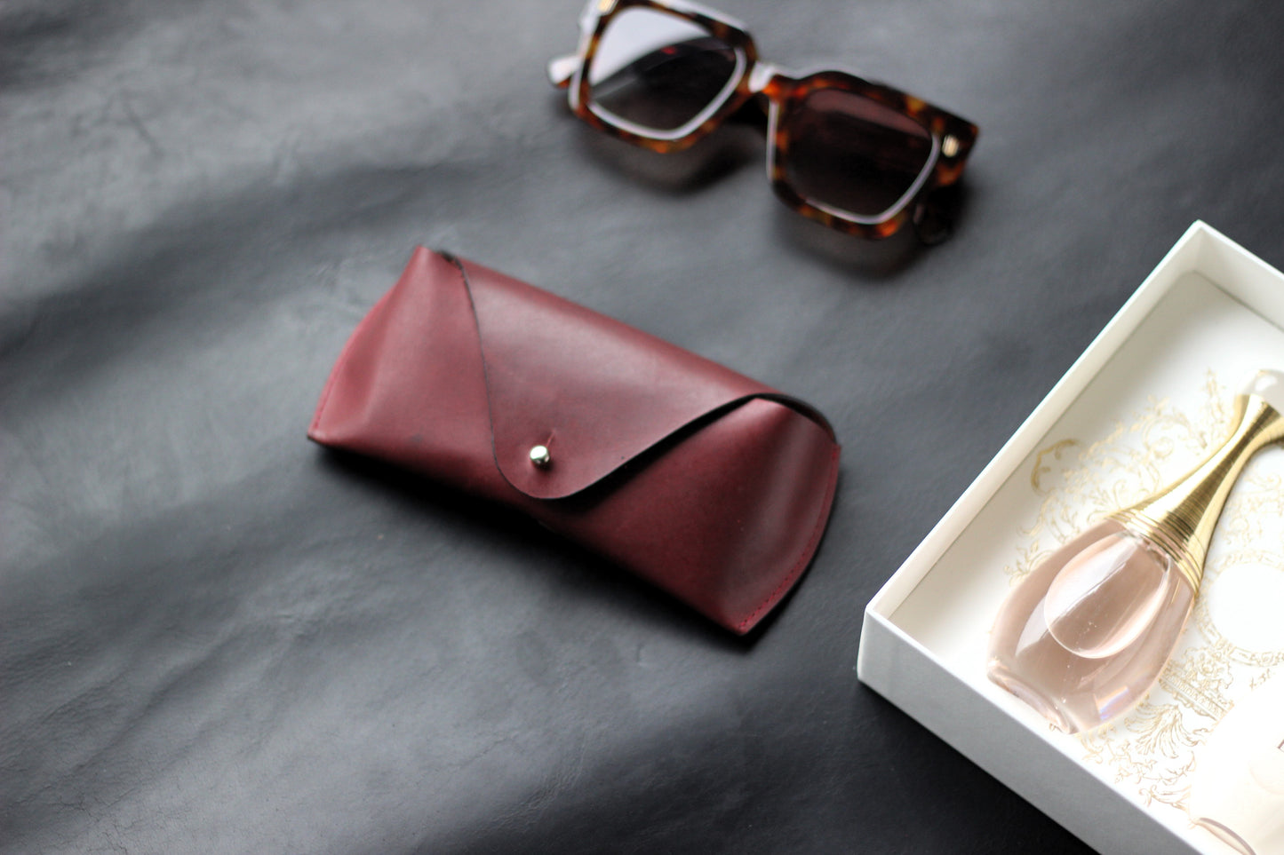Ladies Leather Sunglasses Case-Burgundy