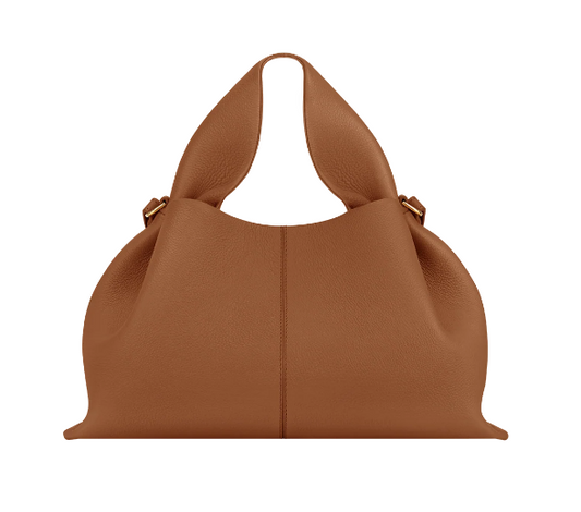 Cognac Sculpted Top-Handle Bag – Large