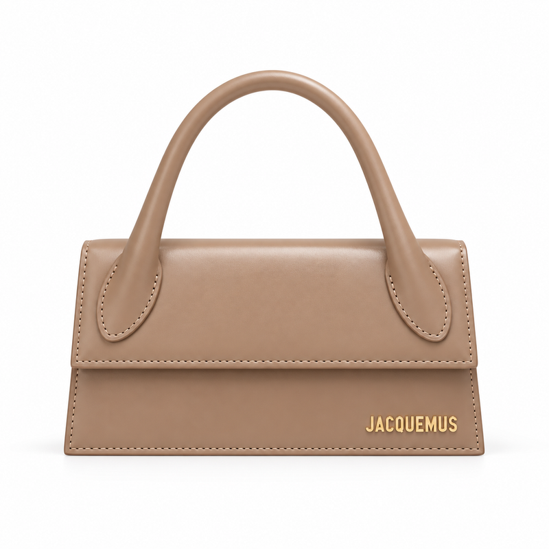 Taupe Structured Top-Handle Handbag-Beige