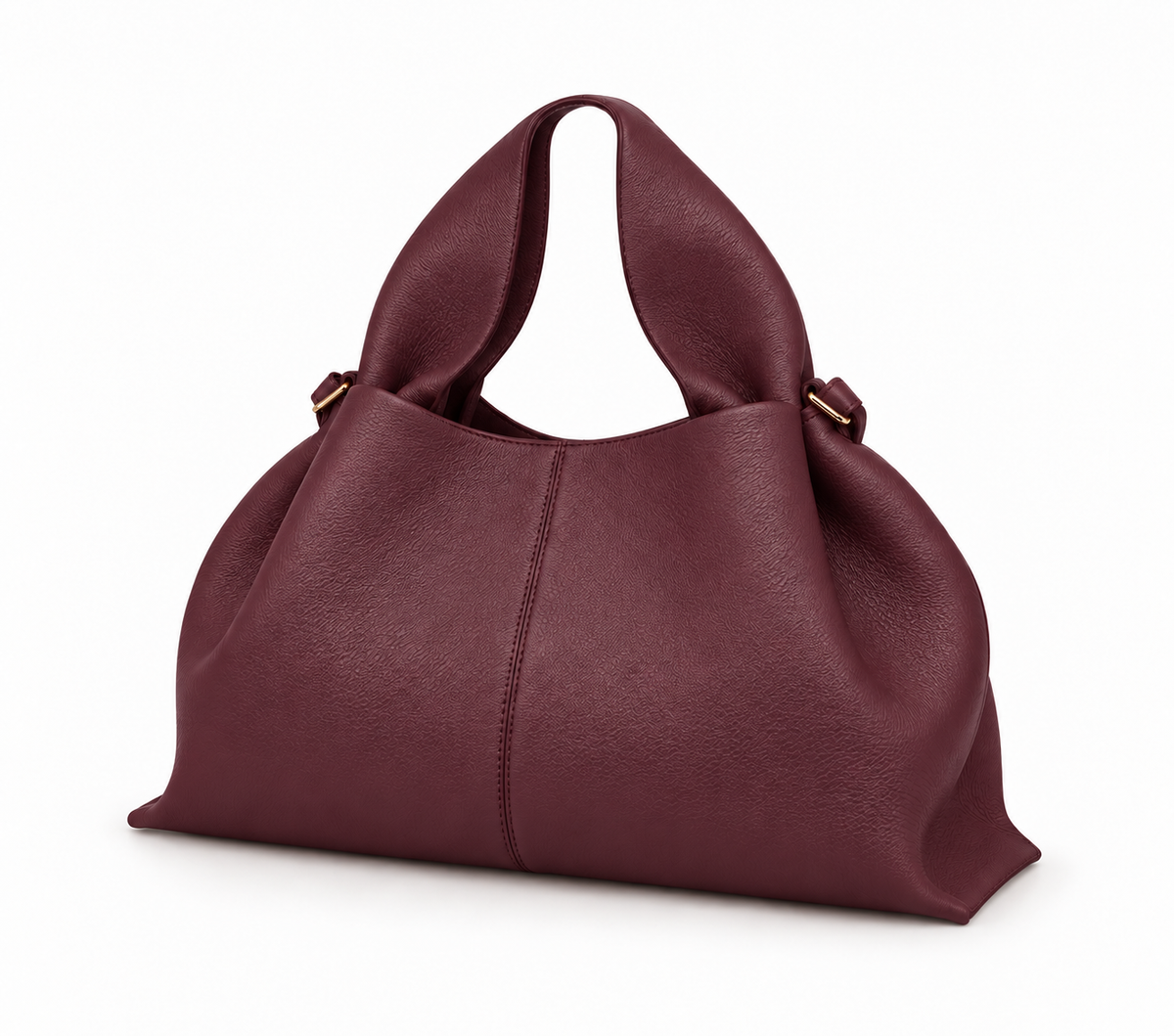 Burgundy Sculpted Top-Handle Bag – Large