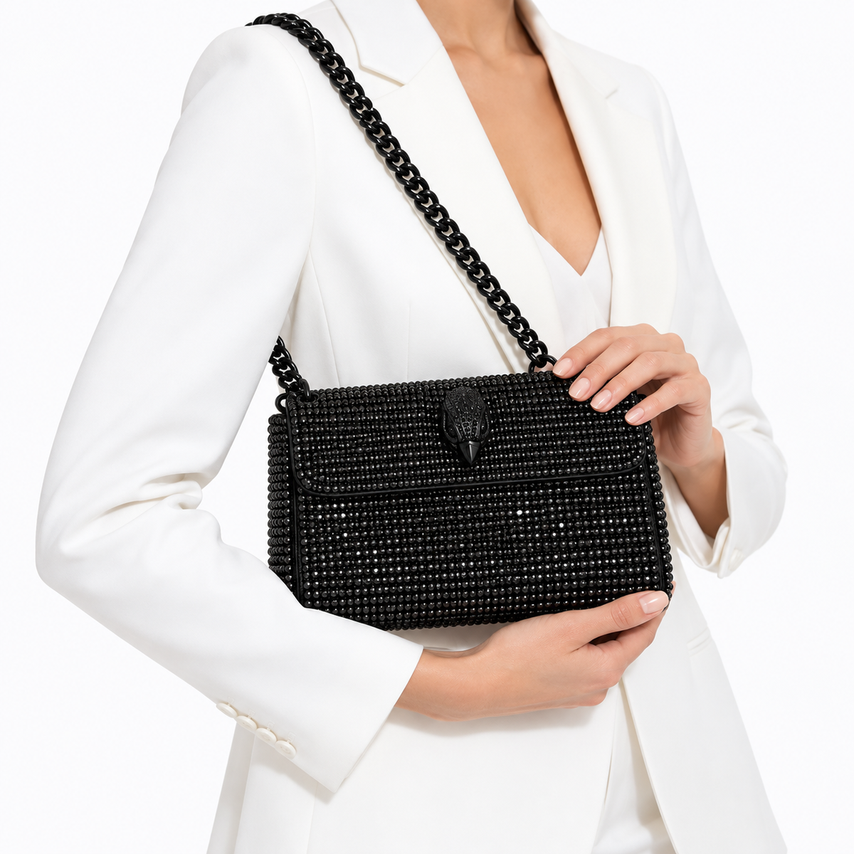 Mini Crystal Kensington-Style Bag – Black