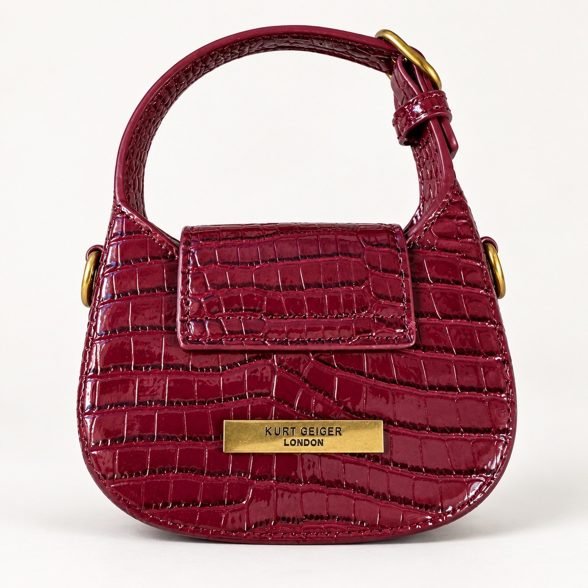 Mini Croc-Effect Top-Handle Bag – Burgundy
