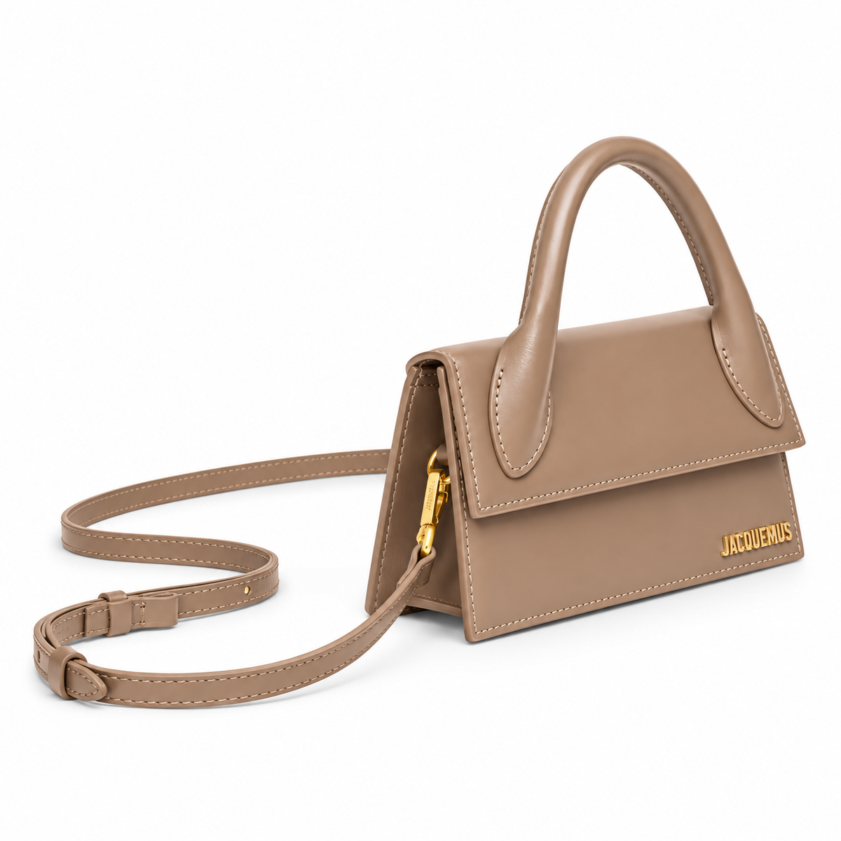 Taupe Structured Top-Handle Handbag-Beige