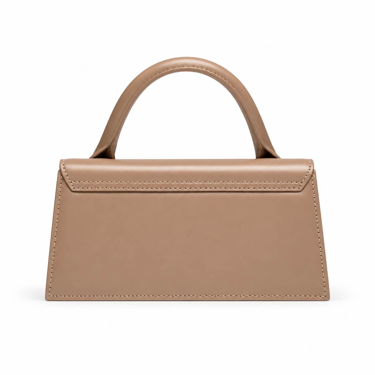 Taupe Structured Top-Handle Handbag-Beige