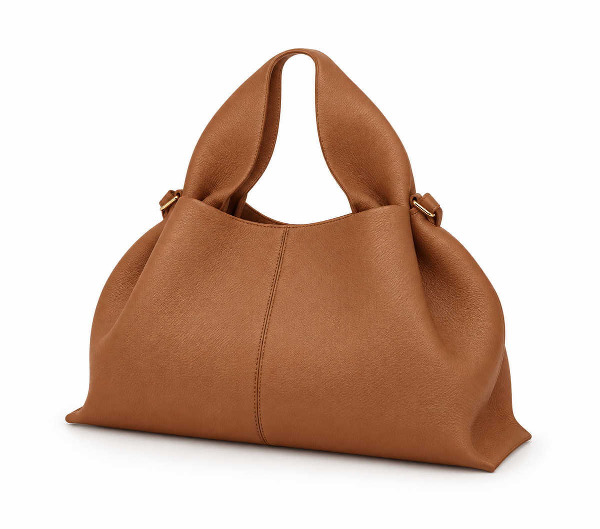 Cognac Sculpted Top-Handle Bag – Large