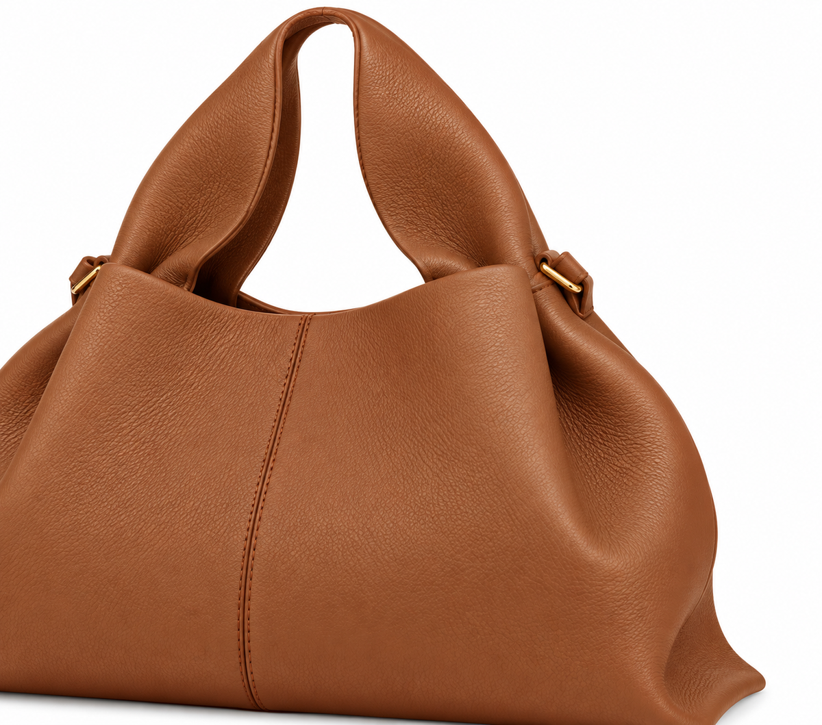 Cognac Sculpted Top-Handle Bag – Large