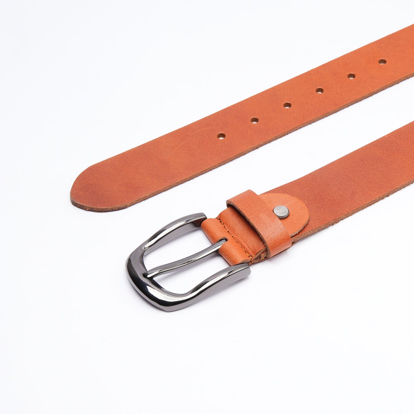 Handmade Tan Leather Belt with Gunmetal Buckle