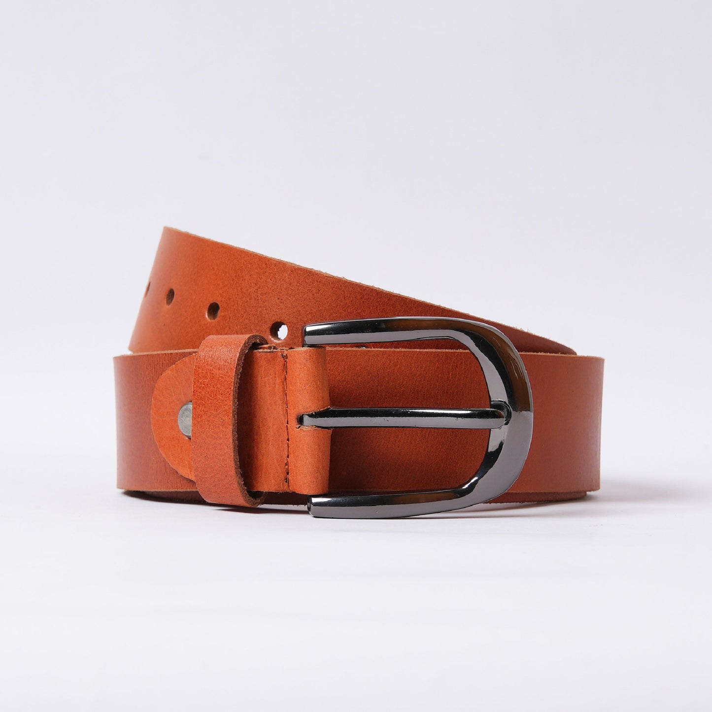 Handmade Tan Leather Belt with Gunmetal Buckle