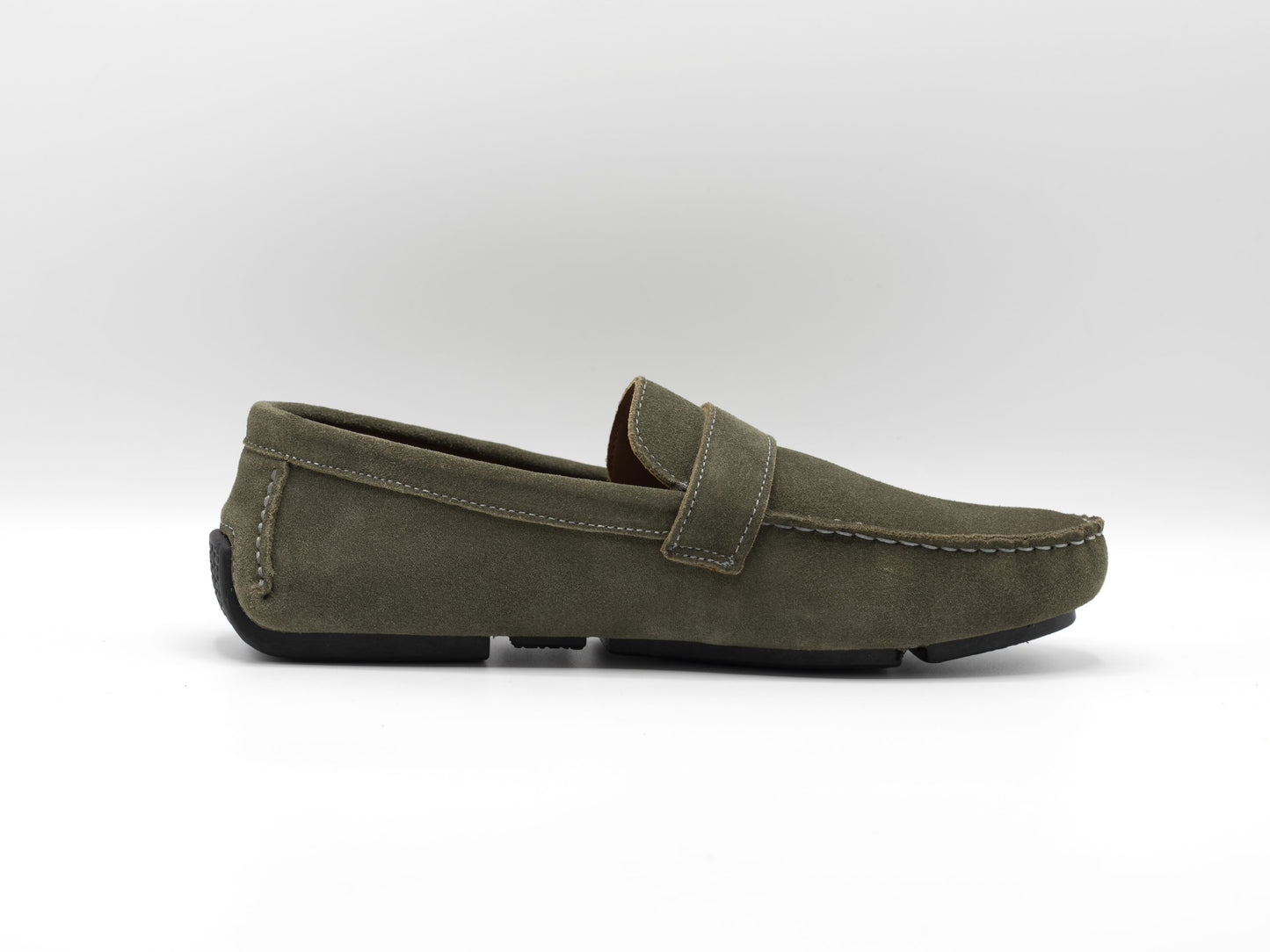 Suede Loafer Olive Green with Buckle