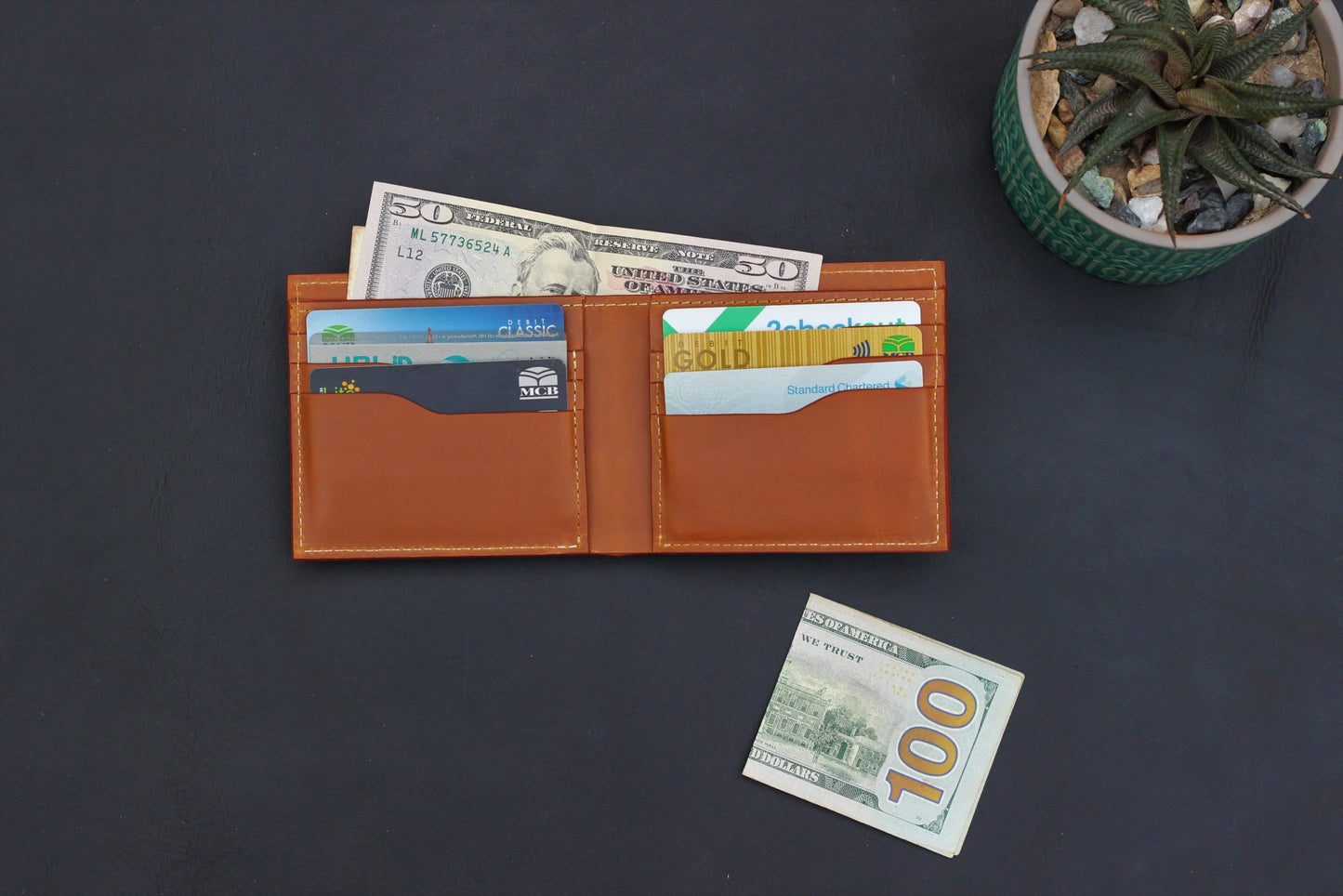 Bi-fold Wallet - Tan - 6 card slots