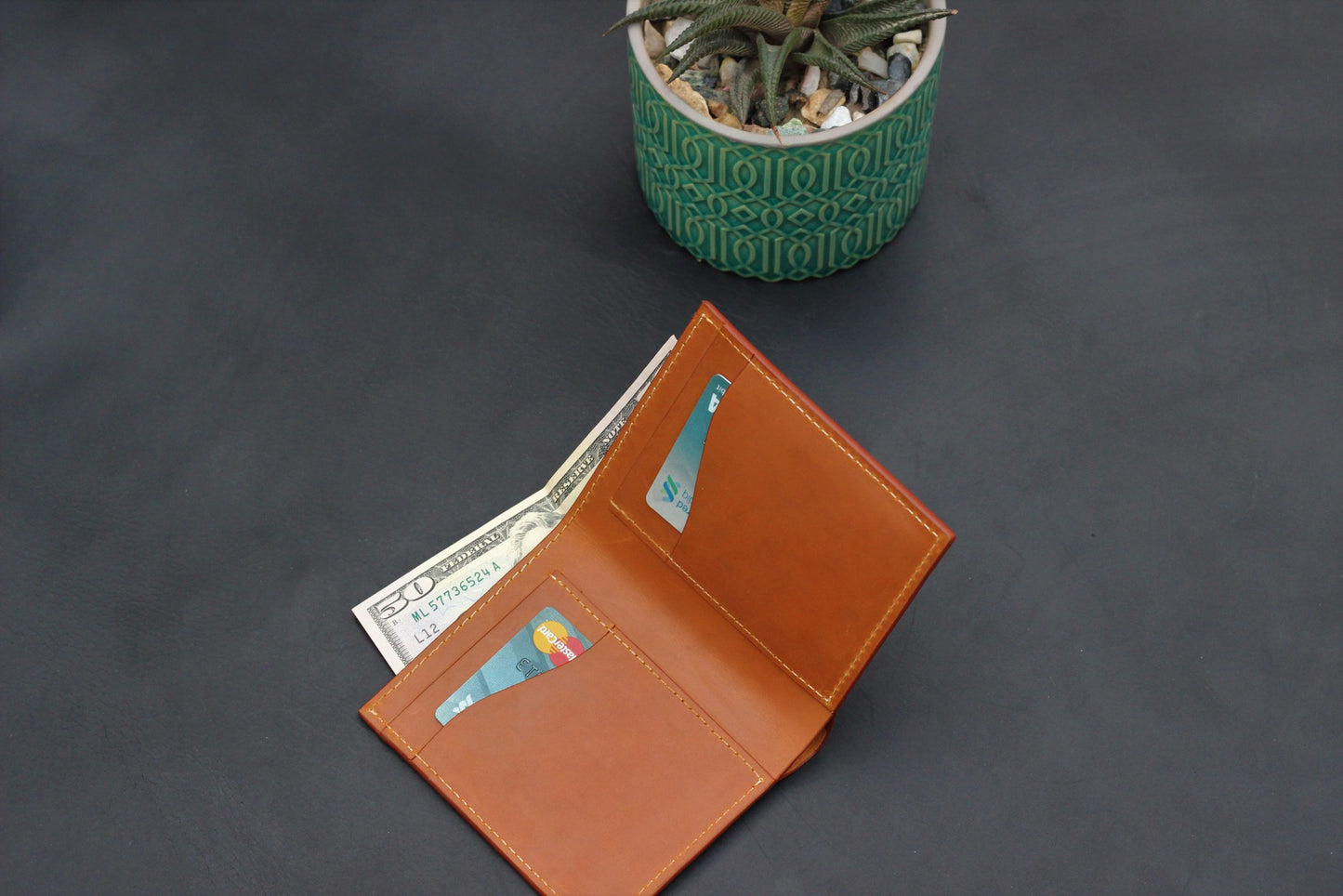 Bi-fold Wallet - Tan - Inside card slots