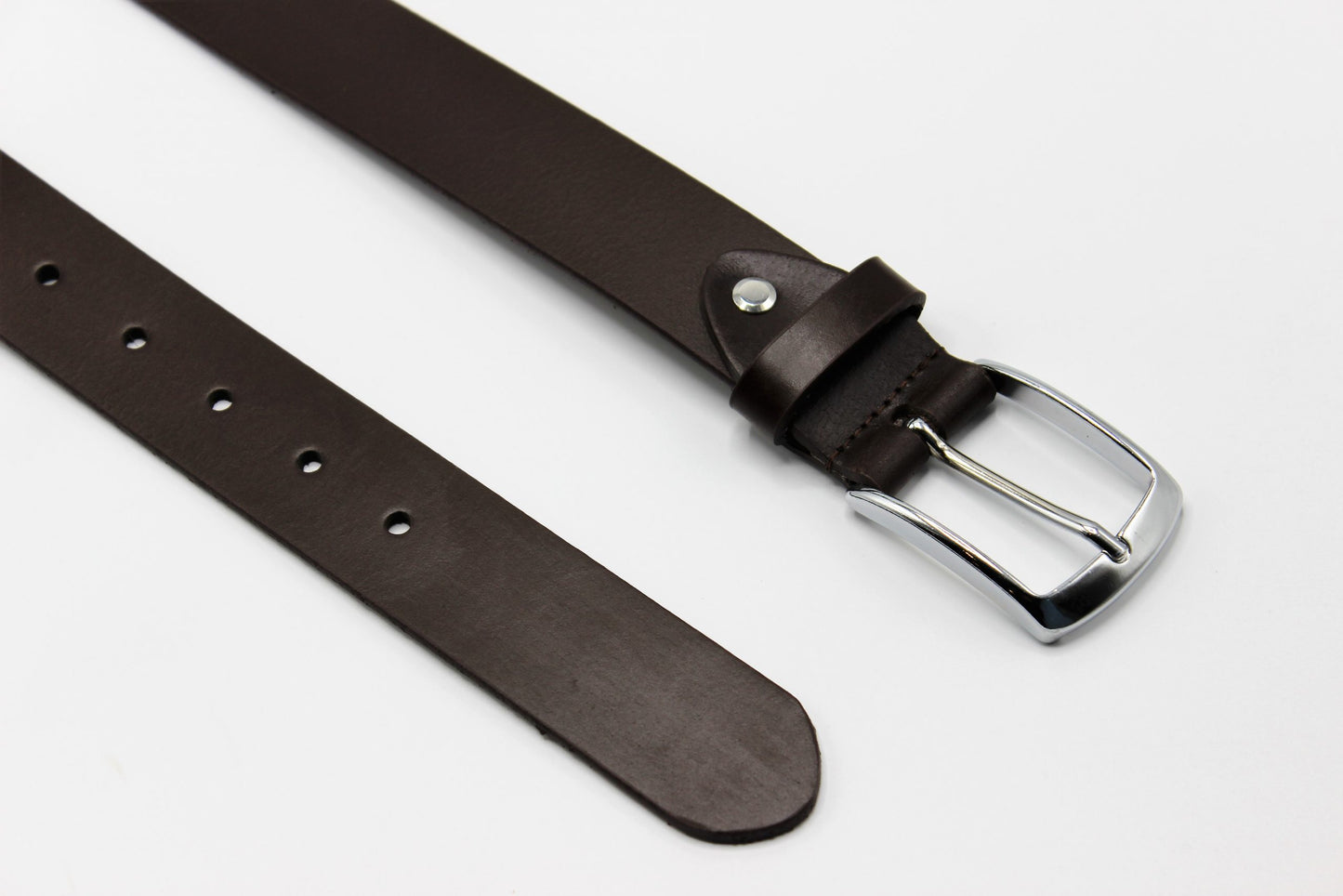 Brown Leather Belt with Silver Buckle