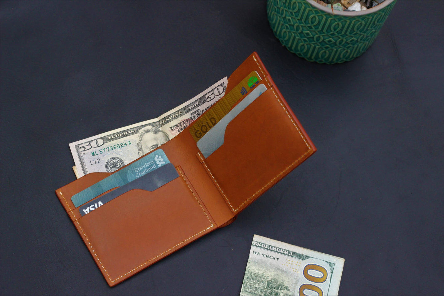 Bi-fold Wallet - Tan - 4 card slot