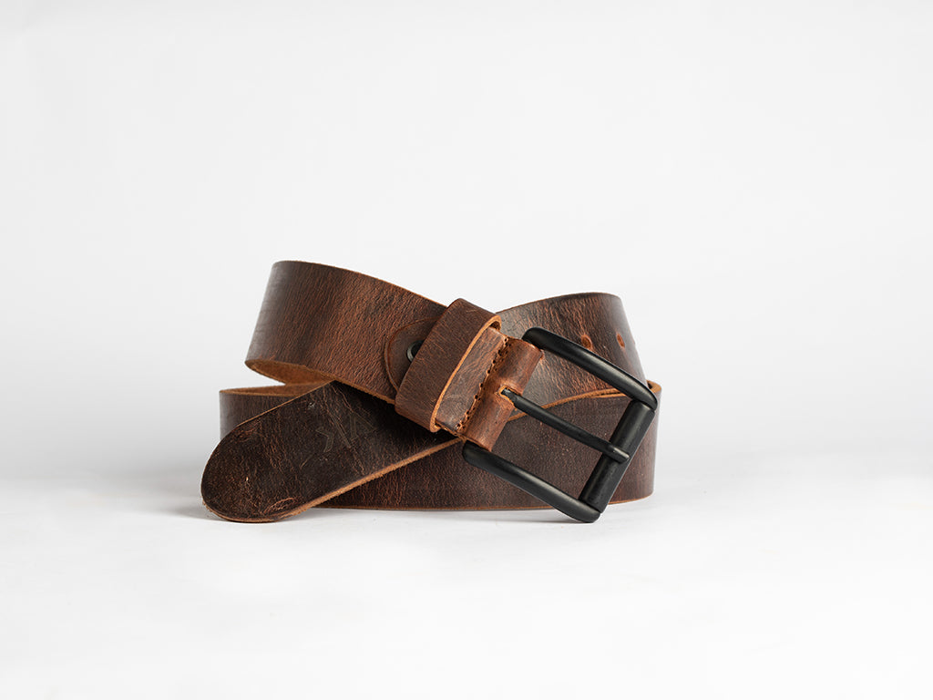 Brown Leather Belt with Short Buckle