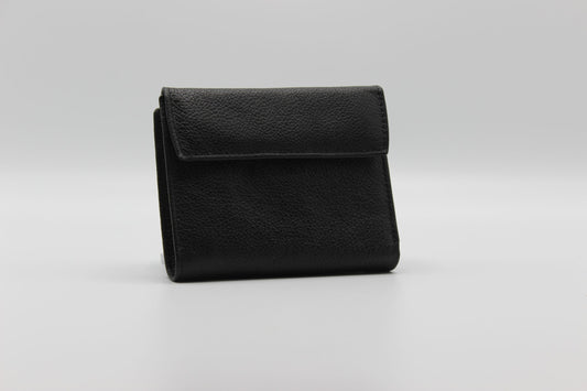 Tri-fold Black Wallet with Coin Pocket