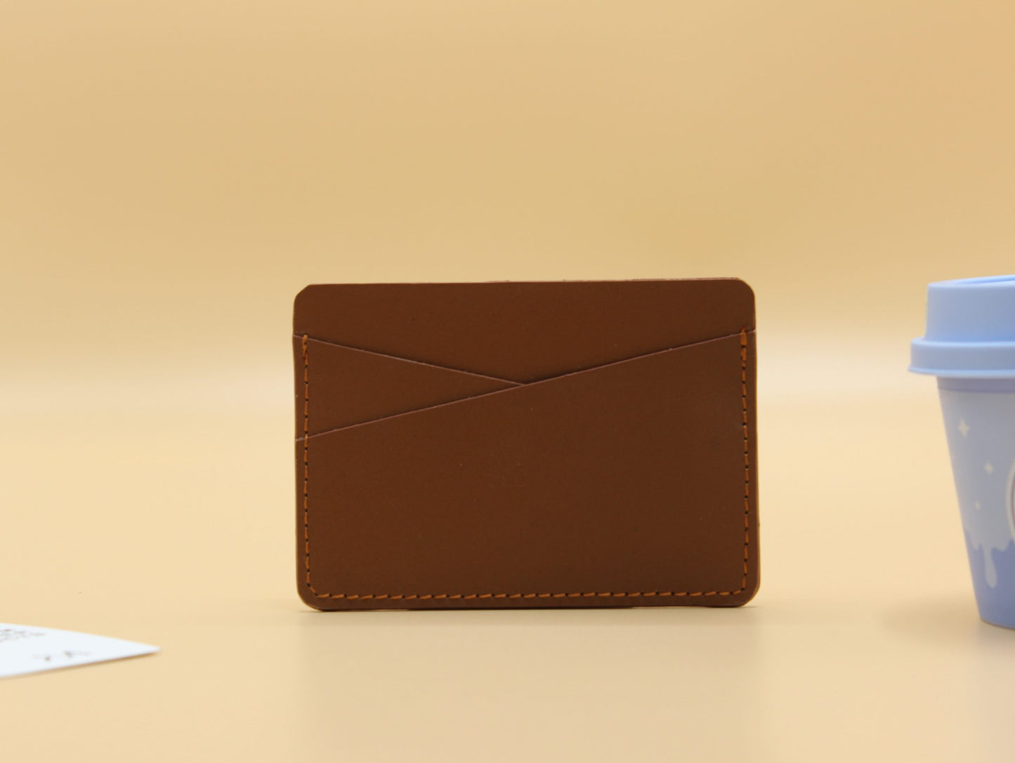 Leather Slim Card Holder-Tan