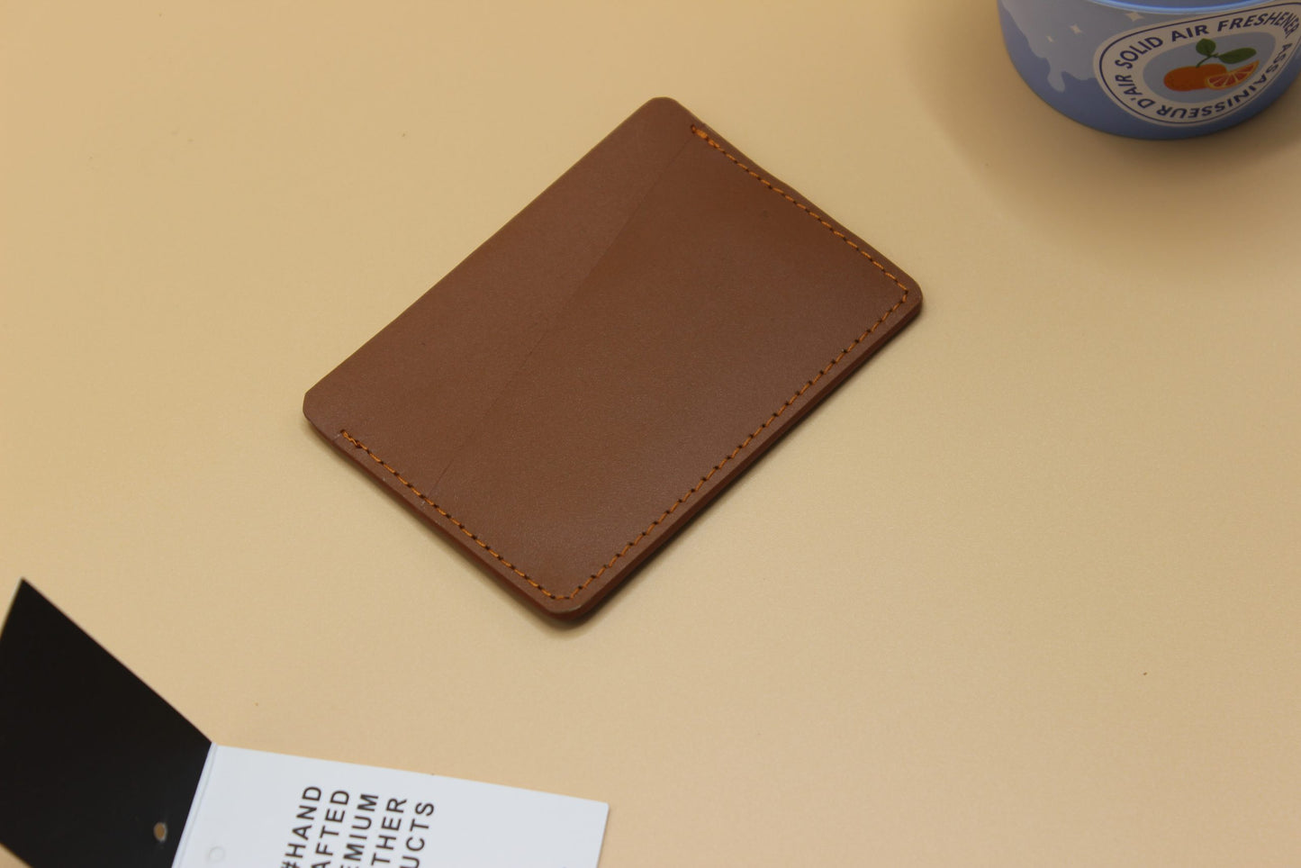 Leather Slim Card Holder-Tan