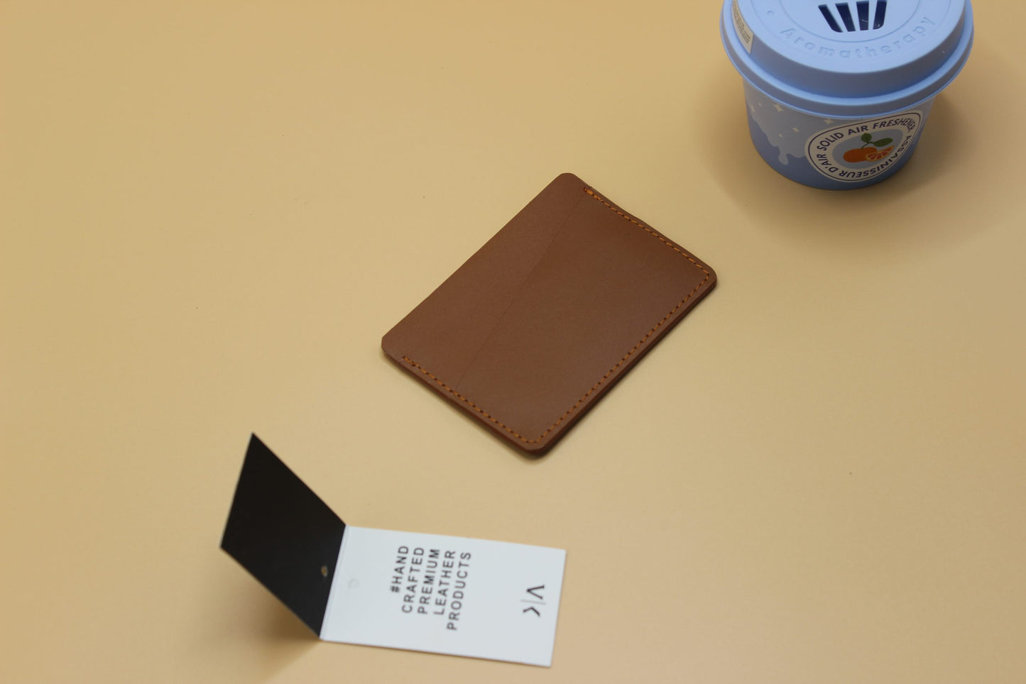 Leather Slim Card Holder-Tan