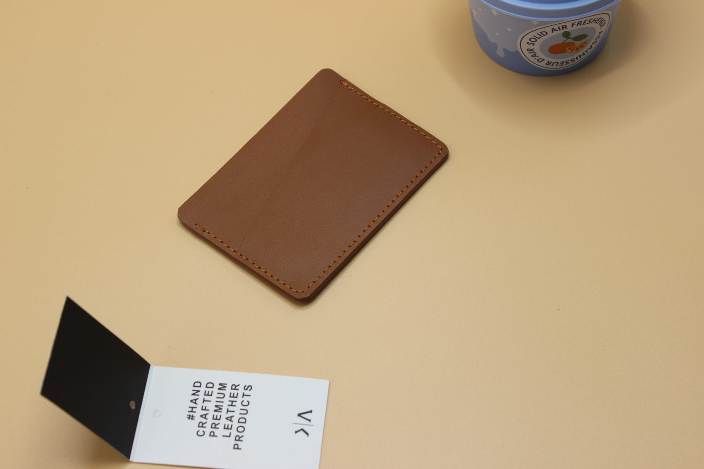 Leather Slim Card Holder-Tan