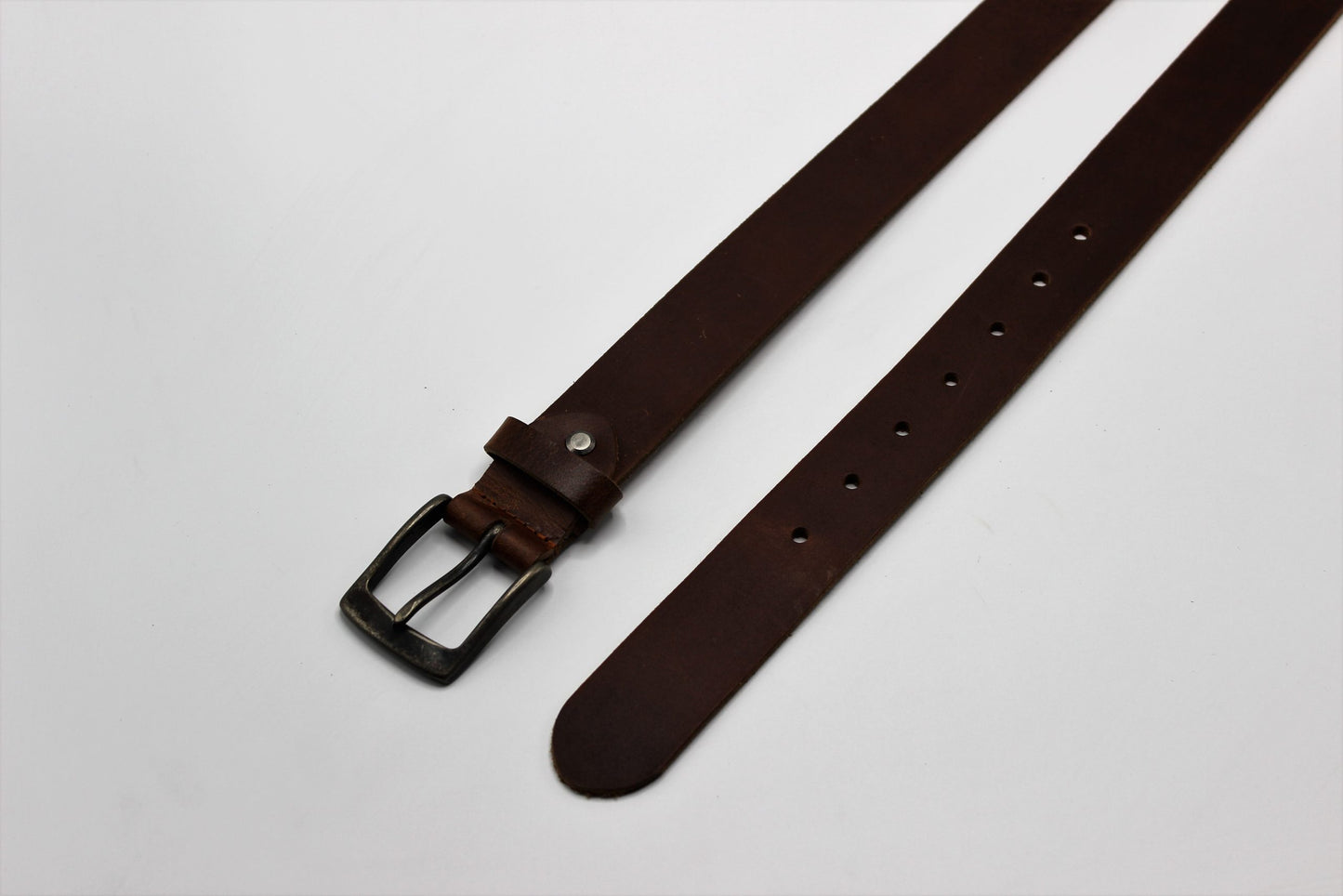 Brown Leather Belt with Antique Rugged Buckle