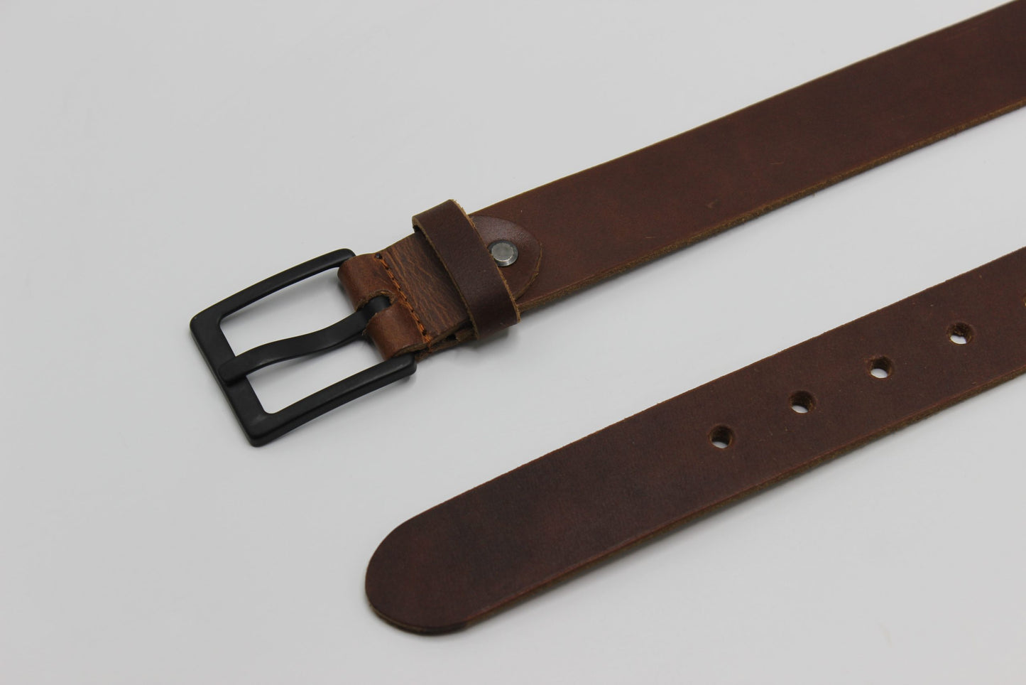 Brown Leather Belt with Matt Black Buckle