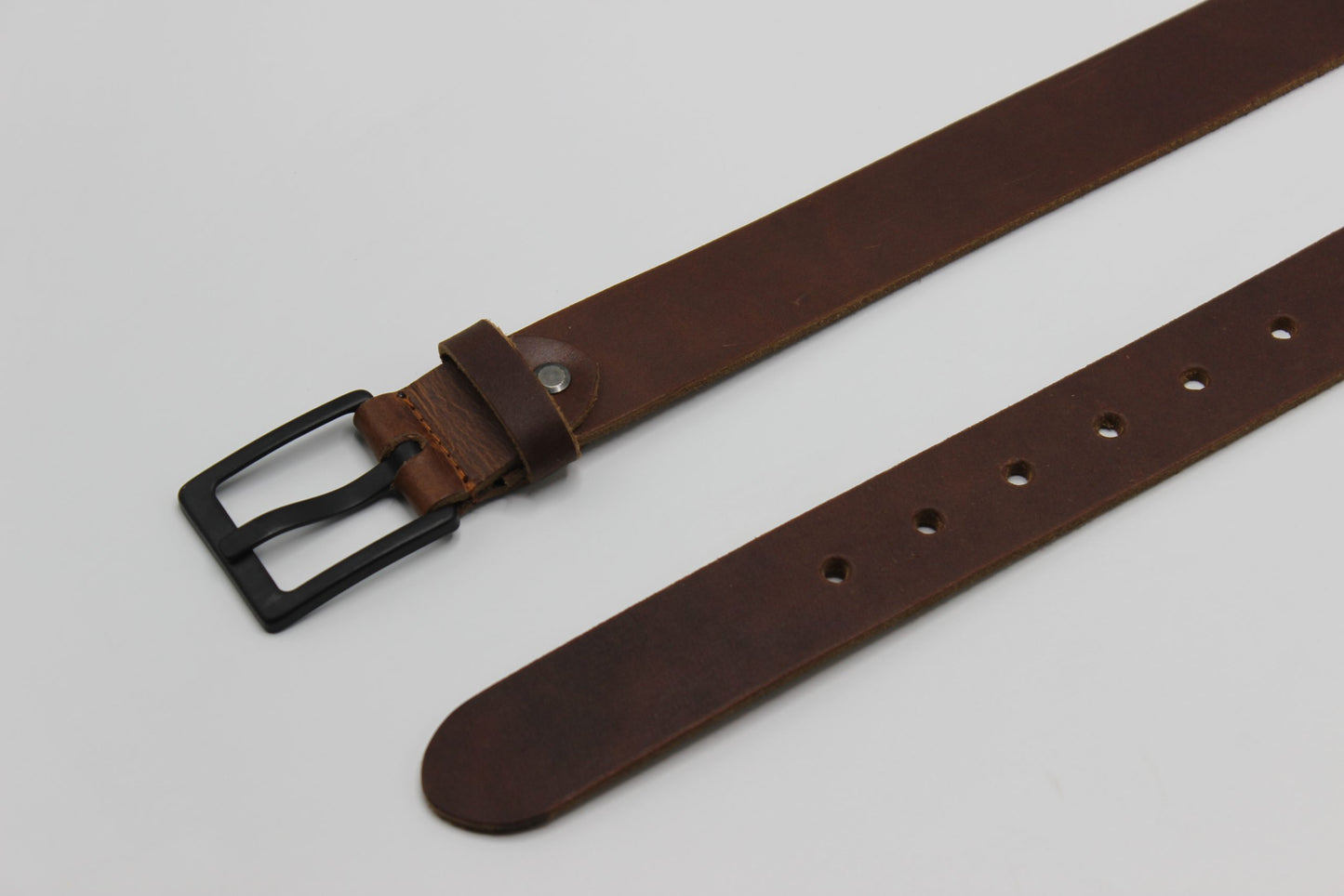 Brown Leather Belt with Matt Black Buckle